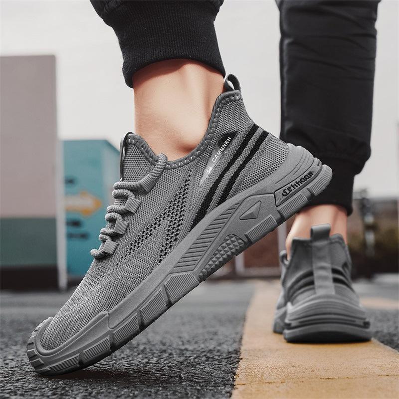 

Men s 2025 summer versatile low-top thick-soled fly-woven shoes, youth breathable mesh sports and leisure student tide shoes 44