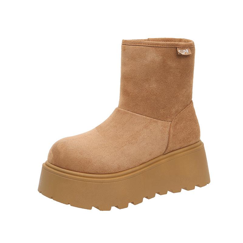 

Autumn and winter Maillard new thick-soled heightening snow boots female star suede non-slip cotton shoes 35