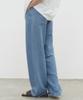 DECET [Summer Linen-Like] Linen Like Mid Rise Wide Jeans Dcpt039Blue