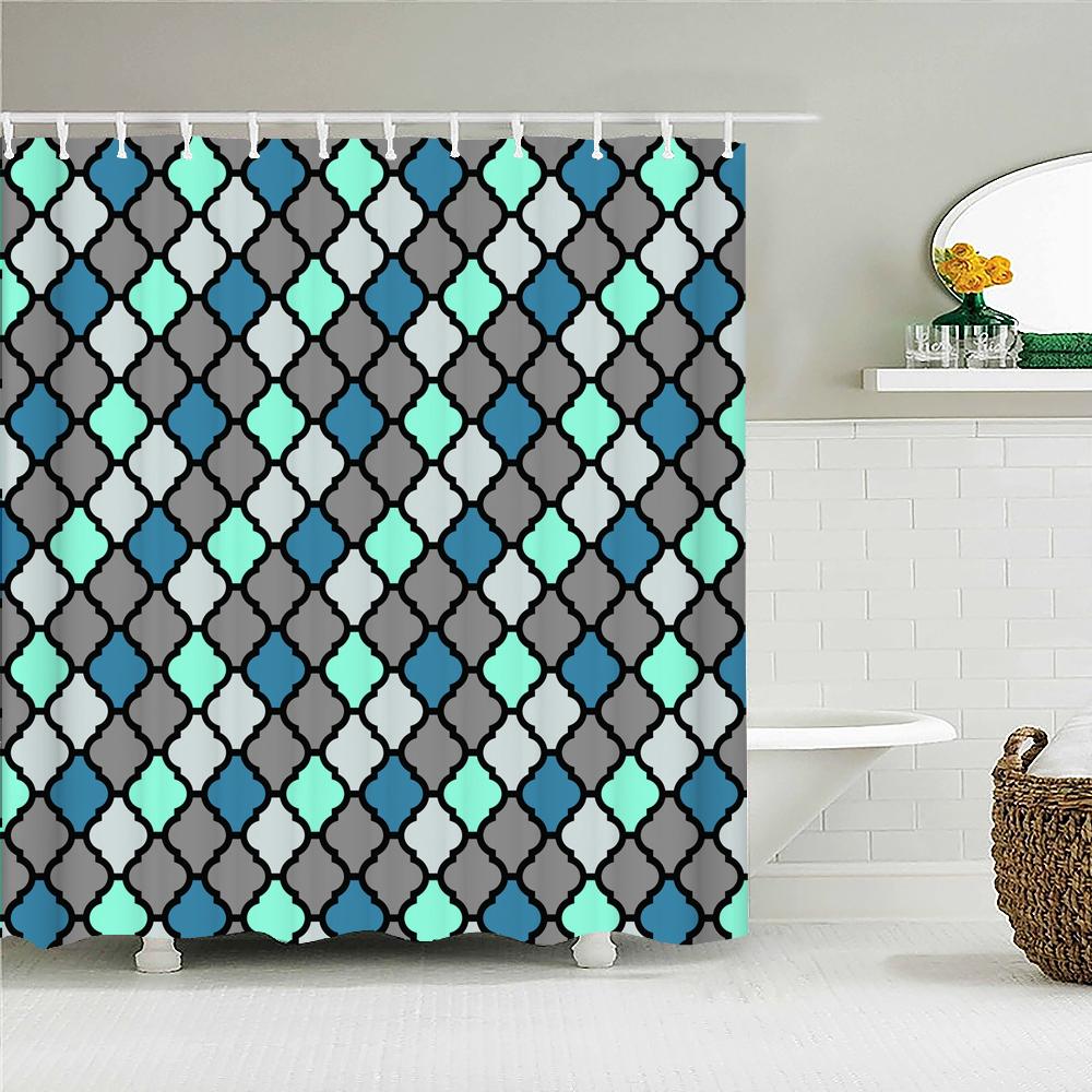 Geometrisches Muster Druck Duschvorhang Badezimmer 3D Wasserdicht Stoff Duschvorhänge Groß 180X200cm Für Badezimmer Vorhang