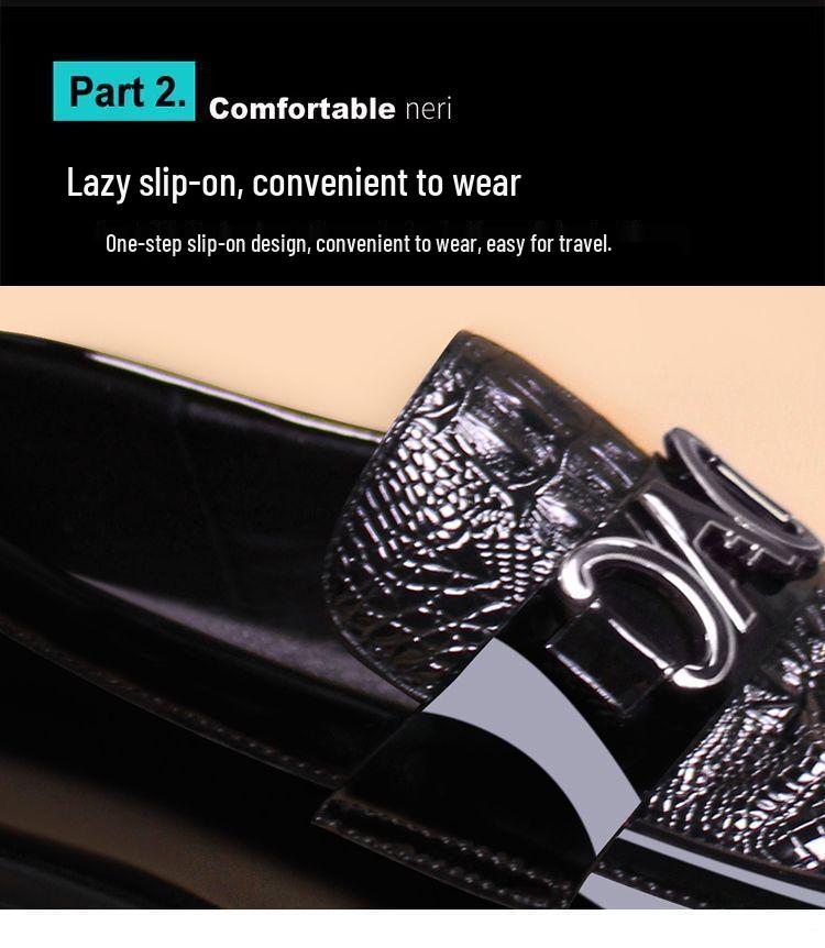 Men's Black Patent Leather Formal Shoes: High-End, Thick Sole, Height-Increasing, Breathable, Casual, Handcrafted.