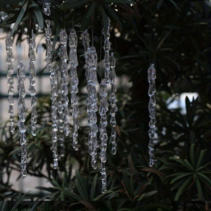 12 ks třpytivých akrylových rampouchů - Všestranné vánoční ozdoby pro sváteční a zimní večírky, Nevyžaduje baterie, Vánoční dekorace