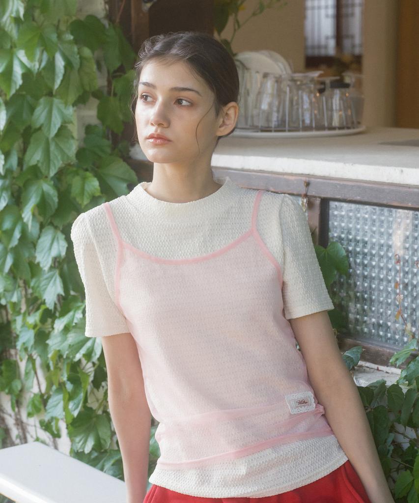 Baitalssain Pink Bustier Ribbon T-Shirt Set