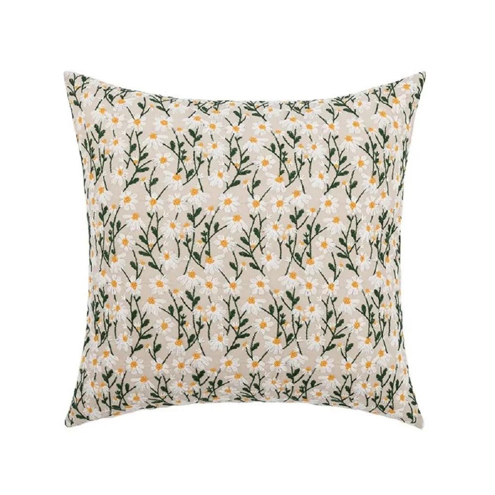 45x45CM Embroidered Floral Pillow Case Decor Home Light Luxury Sweet Pillow Cushion Cover Throw Square Funda Cogines De