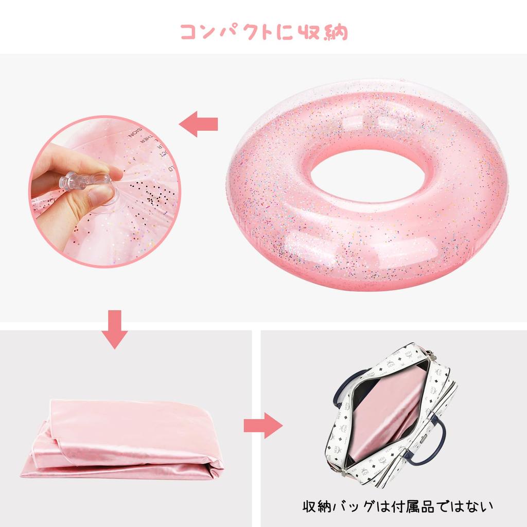 MoKo Floating Ring for PVC Inner Diameter Diameter 102cm Suitable for Weight Playing in the Summer Strong Shiny Gold Pink Children/Adults O-shaped