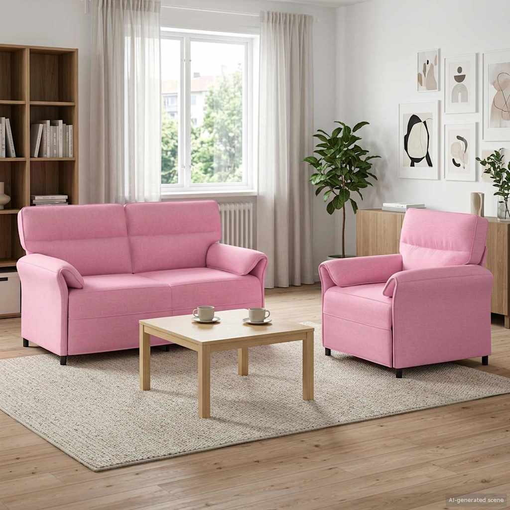 Sofa Set 2 pcs. Pink Fabric