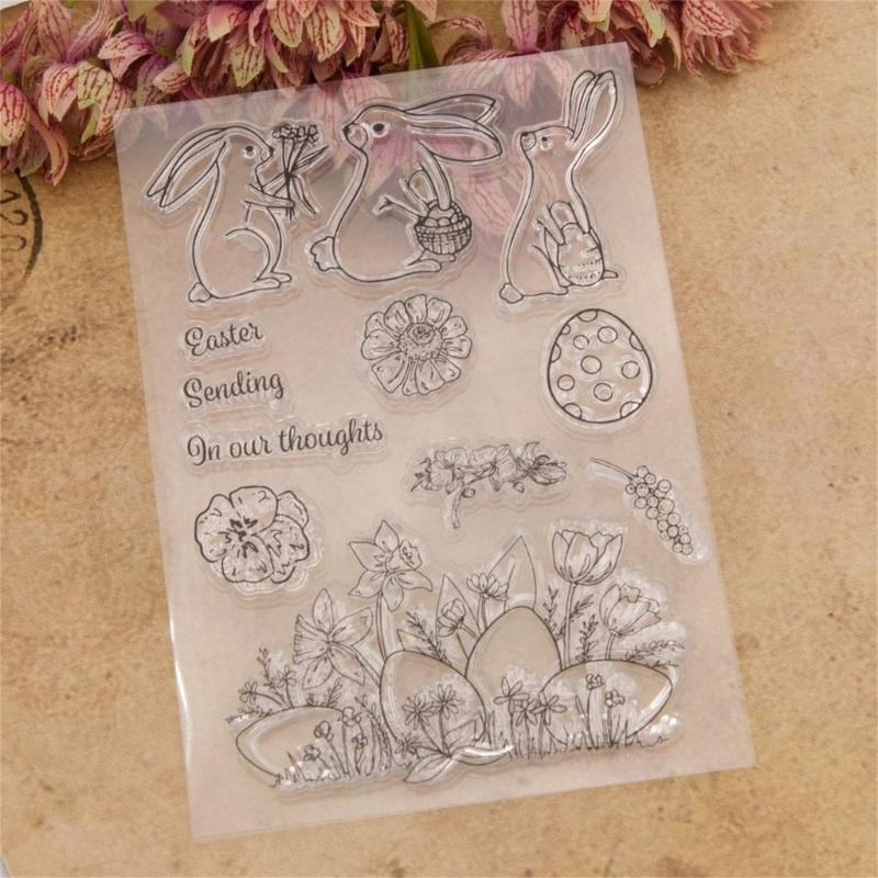 Silicone Clear Stamps Easter Rabbit Eggs Seal Stamps DIY Scrapbooking Craft Card Making Embossings Photo Journal Album