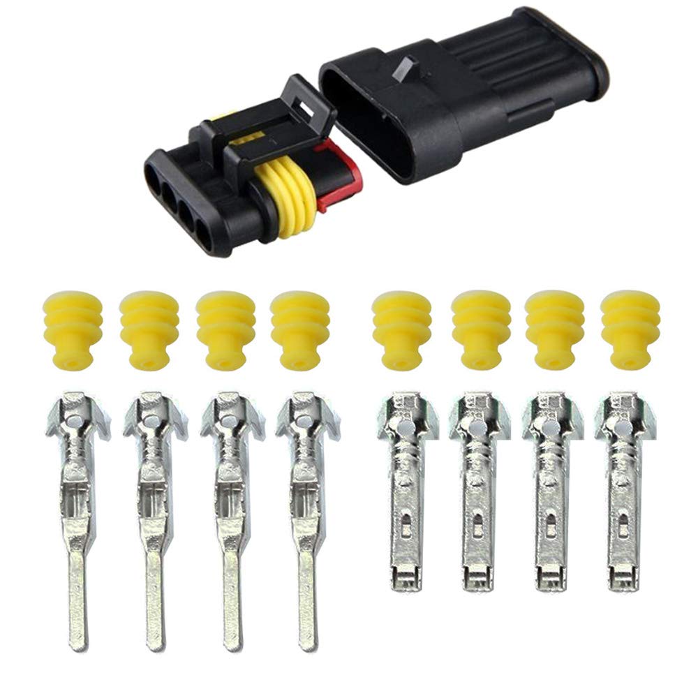 CESFONJER Conector Auto Impermeabil, Terminal Electric Impermeabil, Kit Mufă Soclu pentru Motocicletă, Scuter, Camion, Marină, 4 Pini x 8 Kituri