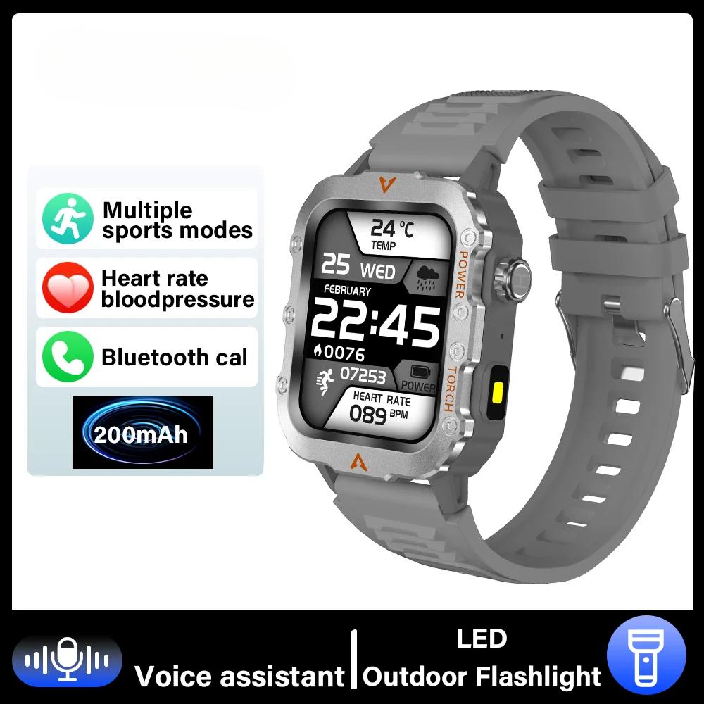 Outdoor Military Smartwatch Men Bluetooth Call Smart Watch 1.73inch LED Sports Fitness Watches For Man Women