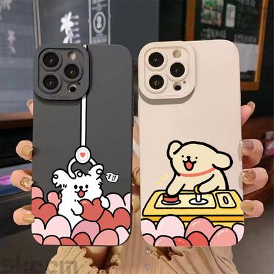 Funny Animal Dog Couple Phone Case For iPhone 16 15 14 Pro Max 16E 11 12 13 Mini XS XR X 8 7 Plus Soft Silicone Cover