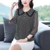 Mom's Fashionable 3/4 Sleeve Blouse Doll Collar Chiffon Shirt Women's Spring Autumn New Bottoming Top M-4XL