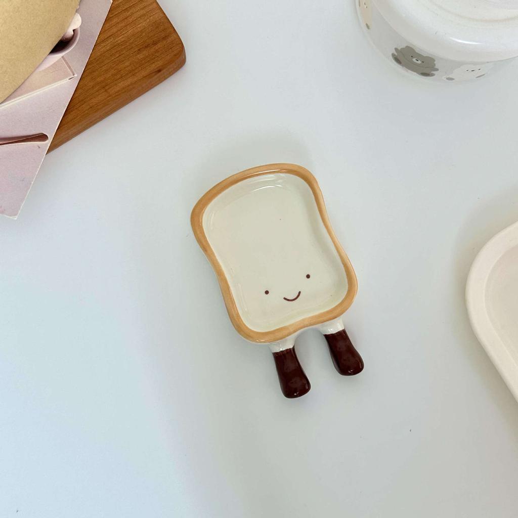 ins style cute bread ceramic taste plate underglaze color side dish plate hot pot seasoning plate soy sauce vinegar plate dipping plate