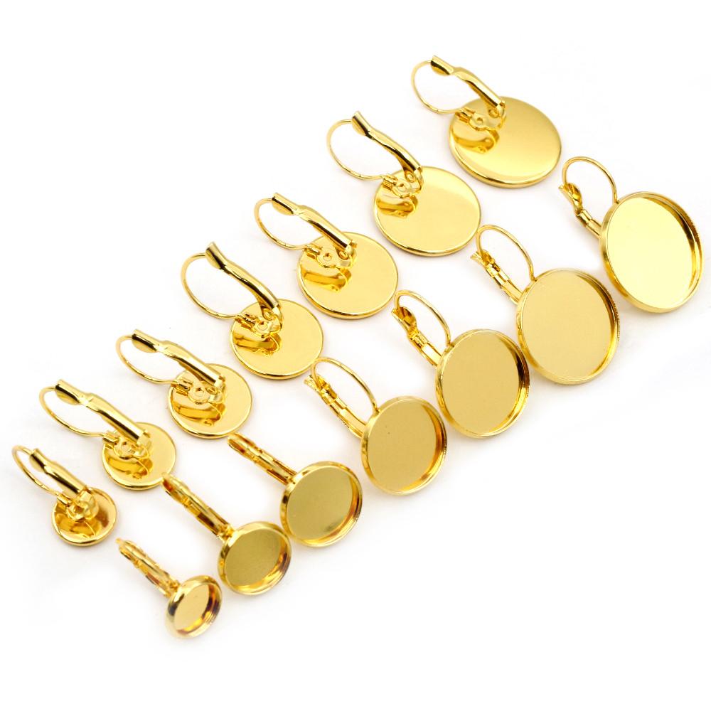 Edelstahl Gold Plated 8-20mm Französische Hebel Cabochon Ohrring Fassung Leere Basis Cameo Schale DIY Ohr Schmuck Zubehör