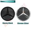 Car Sticker For Mercedes Benz Silver Border 3D Mirror Emblem For Mercedes Benz A W176 B W246 C W205 Class Matte Black OE Style F