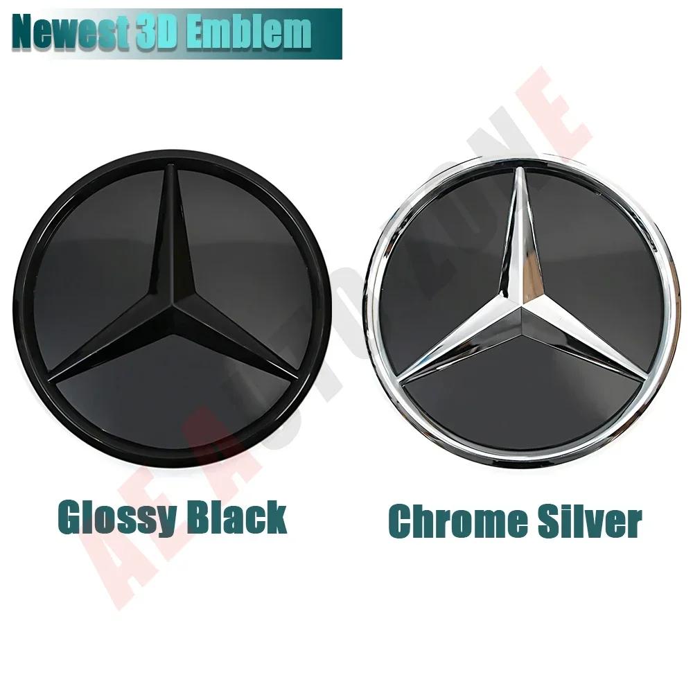 Car Sticker For Mercedes Benz Silver Border 3D Mirror Emblem For Mercedes Benz A W176 B W246 C W205 Class Matte Black OE Style F