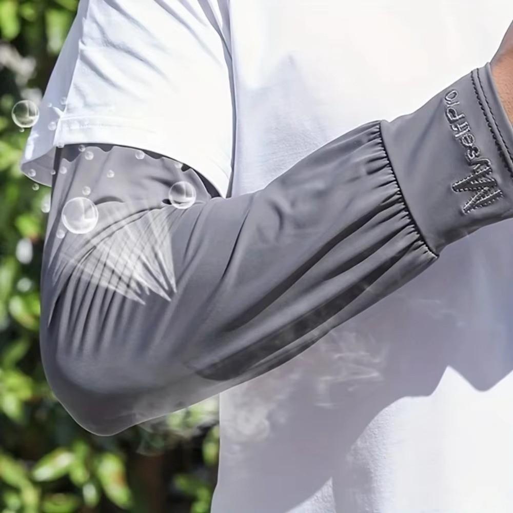 New Ice Silk Cooling Arm Sleeves Breathable Loose Fit Long Arm Glove UV Protection Large Size Hand Protector Cove Sports