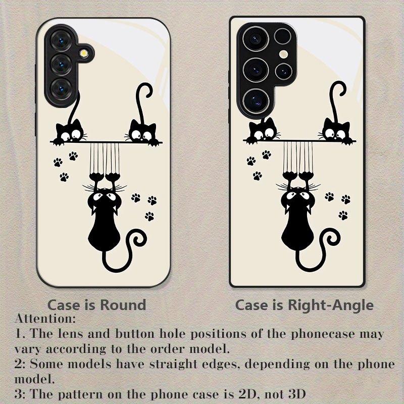 Black Cat Cartoon Pattern Glass Phone Case for Samsung Galaxy S26 S25 S24 S23 S22 S20 fe/plus/Ultra Anti Drop