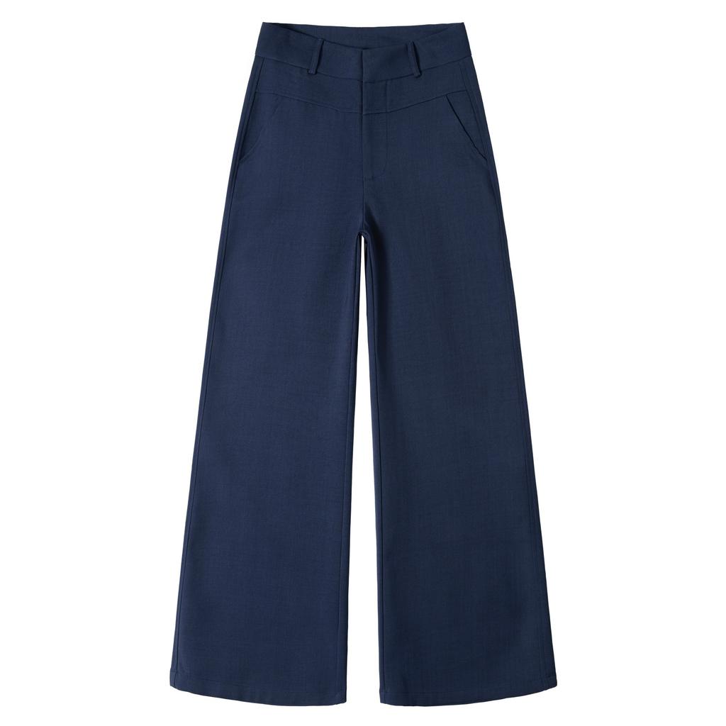 navy blue yuppie old money style retro straight trousers women's high waist thin casual trousers trousers & extended