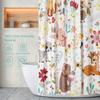Cute Forest Animals Shower Curtain Fox Rabbit Bear Deer Owl Cartoon Design Kids Bathroom Decor Waterproof Fabric Fun Art Home