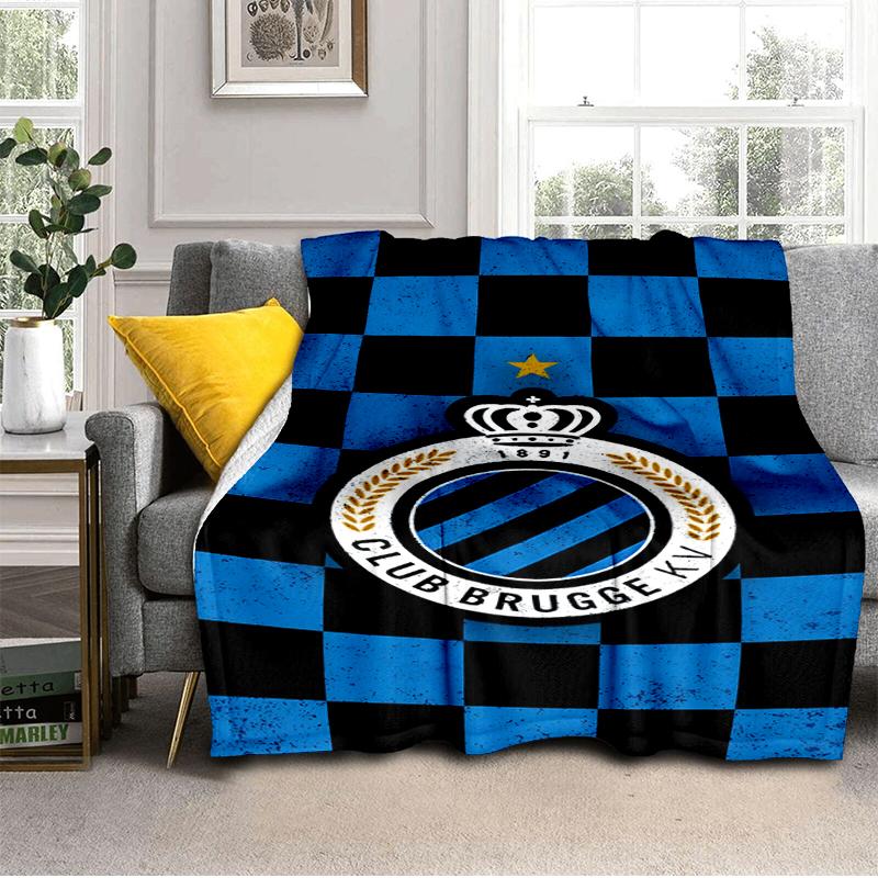 Coperta con Stemma FC Brugge Leggera Ideale per Letto Perfetta per Viaggi, Campeggio, Soggiorni, Uffici, Divani, Regalo di Natale per tifosi