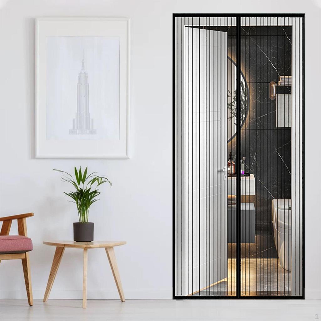 Magnetischer Türvorhang Selbstschließend Hält Fliegen Fern für Restaurant Küche Terrasse 80x210cm Schwarz