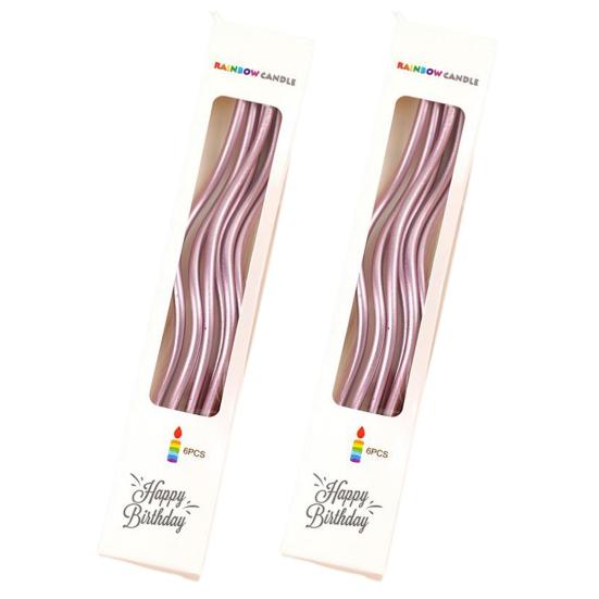 12 stk Festlys Food Grade Trygg å bruke Flames Gjenget Buet Kakedekorasjon Ensfarget Brennbare kakelys til jul