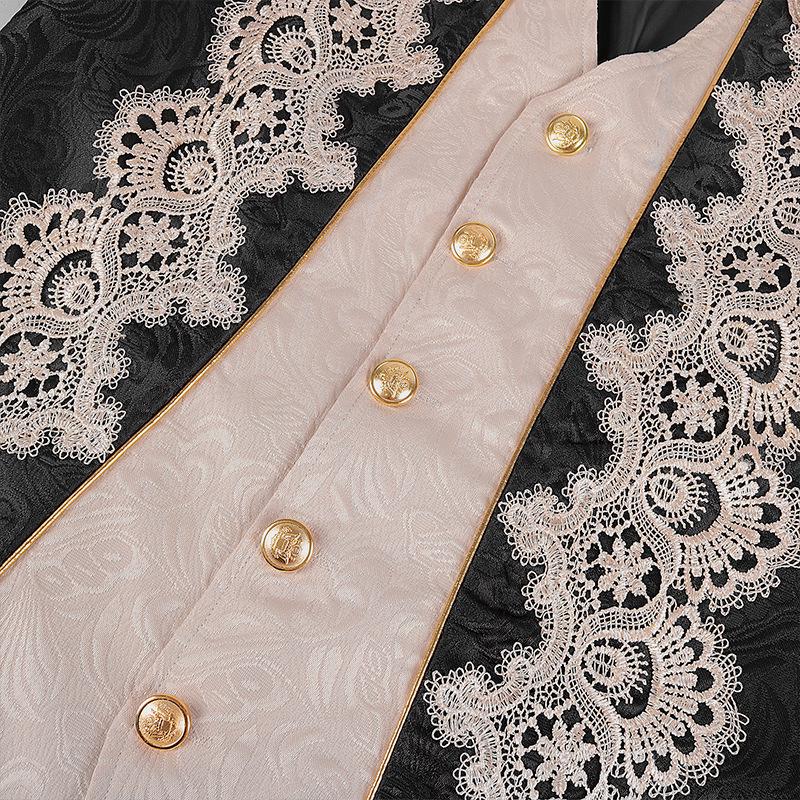 Men's 2025 Punk Gothic Victorian Lace Tailcoat Jacket