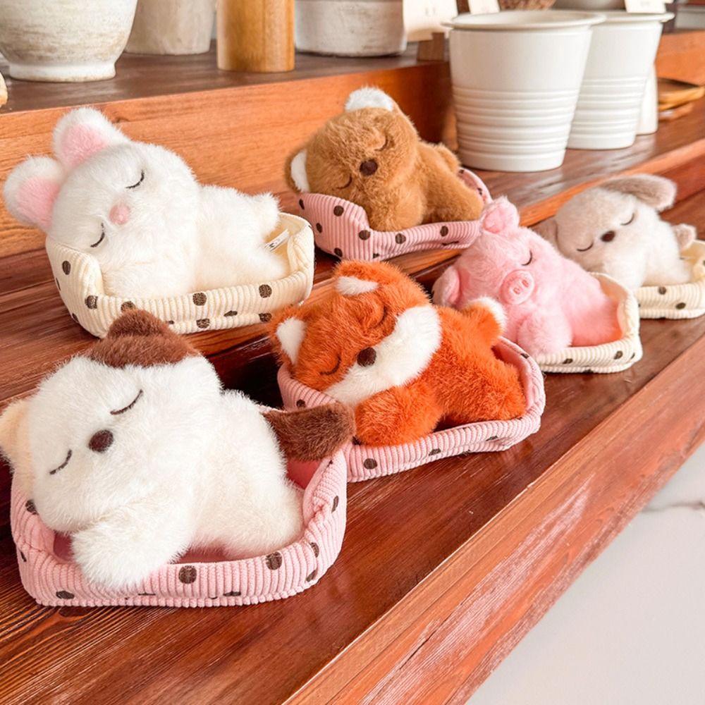 Kawaii Cartoon Begleiter Fuchs Bär Hund Katze Tier Ornamente Weißes Kaninchen Liegend in Seinem Nest Tier Kissen Geschenk