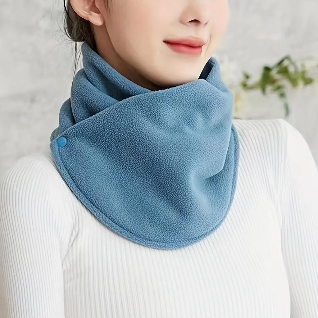 Autumn Winter Velvet Snap Neck Scarf Thick Warm Windproof Riding Neck Cover Solid Color Classic Design Perfect Gift for Women