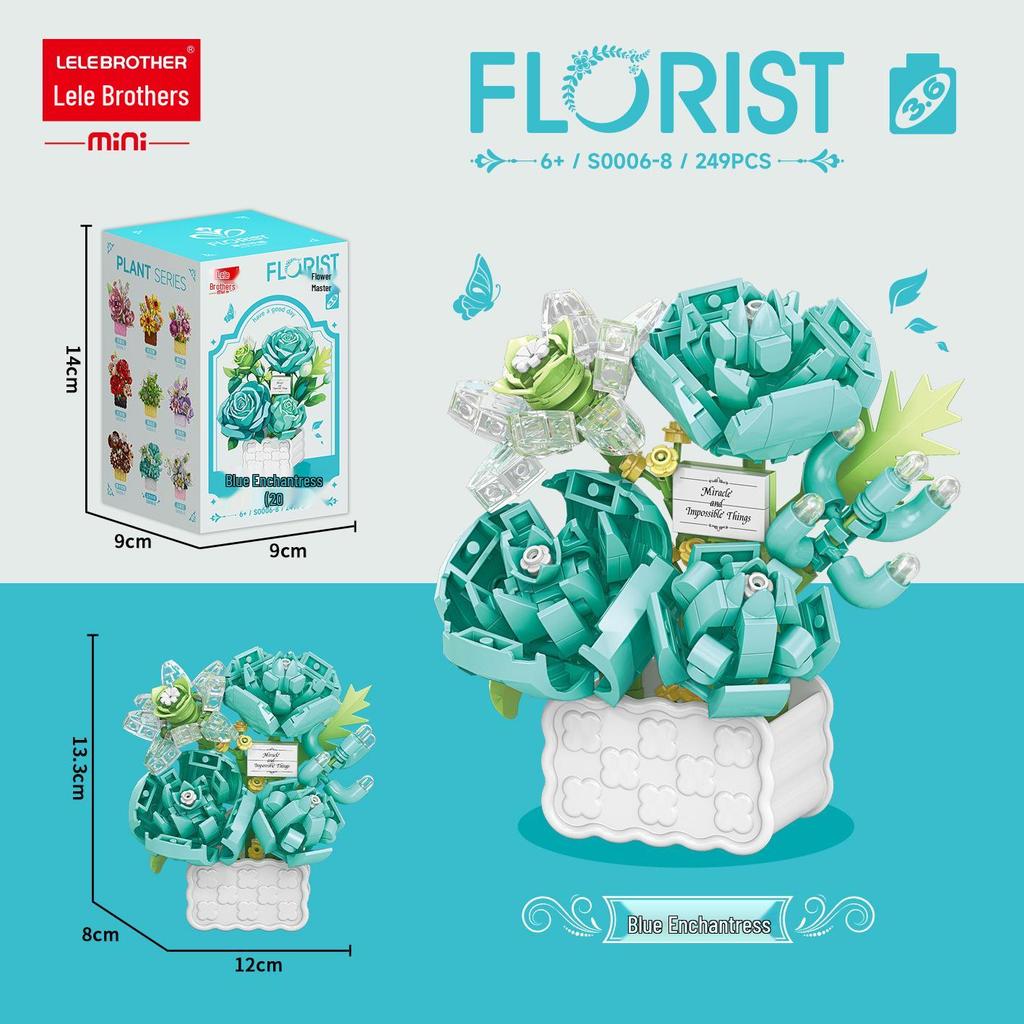 LEGO-kompatibelt Byggesett med Orkidéroseblomst: Floral Whispers Kurvpyntegjenstand, Leke for barn, Gave til jenter og Lærerdagen