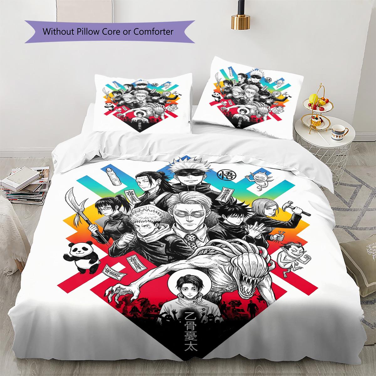 

Jujutsu Kaisen Patterned Bedding Pillowcase & Duvet Cover Set for Home Decor Birthday Gift (1 * duvet cover + 2 * pillowcase, without core) 135x200cm