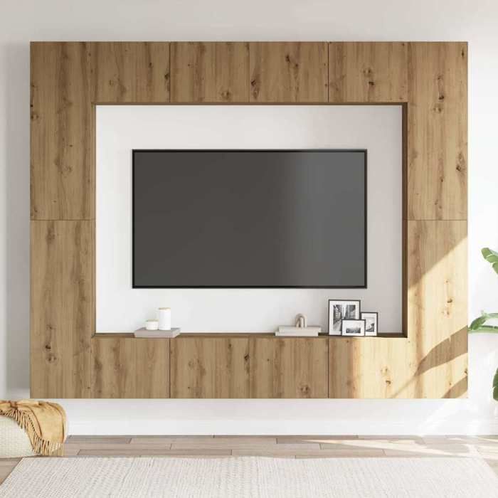 VidaXL Meubles TV muraux 8 pcs chêne artisanal bois d'ingénierie, banc TV, meuble hifi, centre de divertissement, buffet TV, 3328954