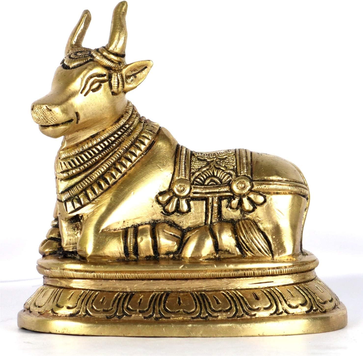 Gold Nandi Ji Statue, Nandi Idol Vastu Idol For Home & Office, Religious, Brass