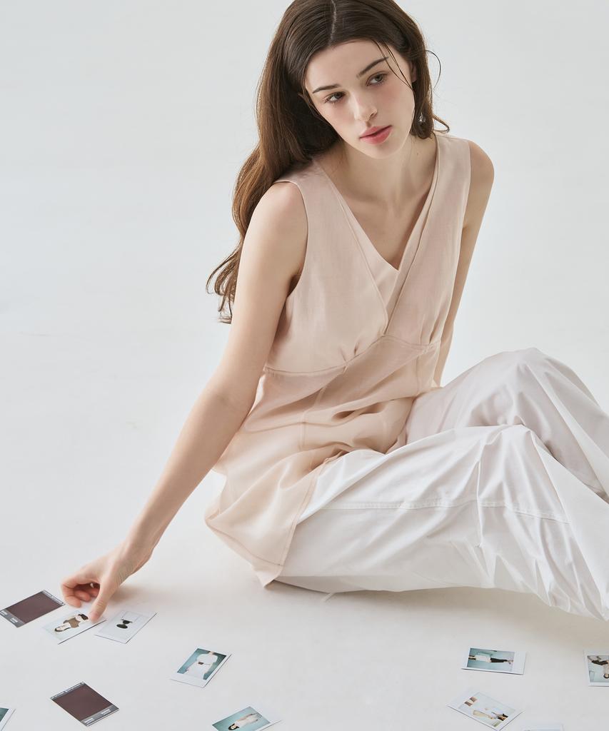 Deuloupisumeon Tulip Layered Midi Dress [Ivory]