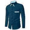 Neue Mode Herren Colorblocking Business Slim Casual Hemd Kontrast Langarmhemd