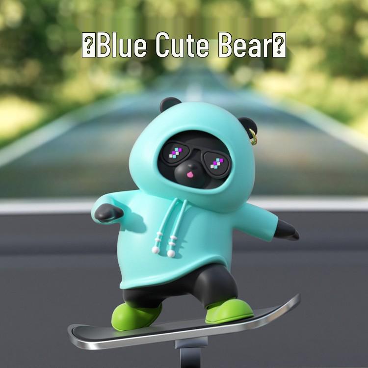 Bear Skateboard Car Ornament: Dashboard Center Console Cartoon for New Cars