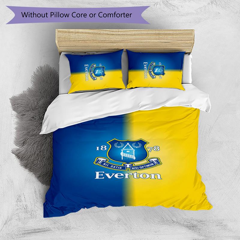 Set Lenzuola Everton Football Stampato 3 Pezzi, Comodo Set Copripiumino per Camera da Letto Amico della Pelle