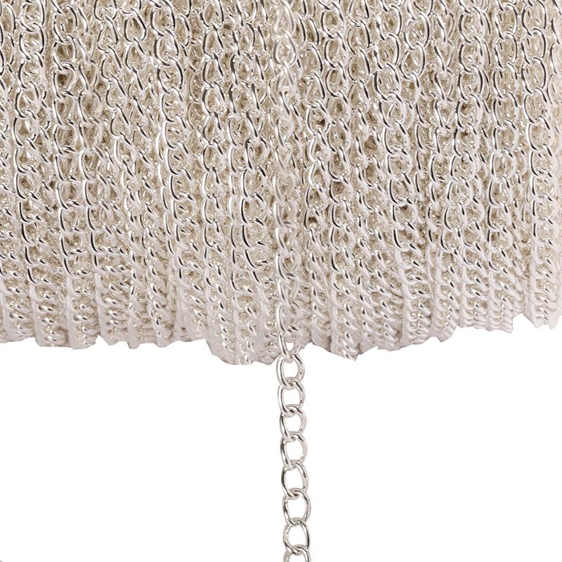 2 Meter flache 2,5/3,5/4,5 mm Verlängerungskette aus Metallgliedern, Schmuckherstellung, DIY-Halskettenzubehör, Komponenten, Großhandel