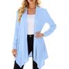 Women's Solid Color Long Sleeved Mid Length Cardigan Top Jacket