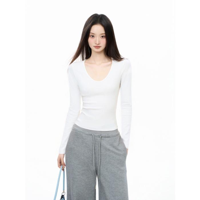 Spicy Girl Retro Long Sleeve Slimming T-shirt for Women