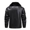 Men's Winter Solid Color Plus Velvet Leather Jacket Men's Casual Jacket