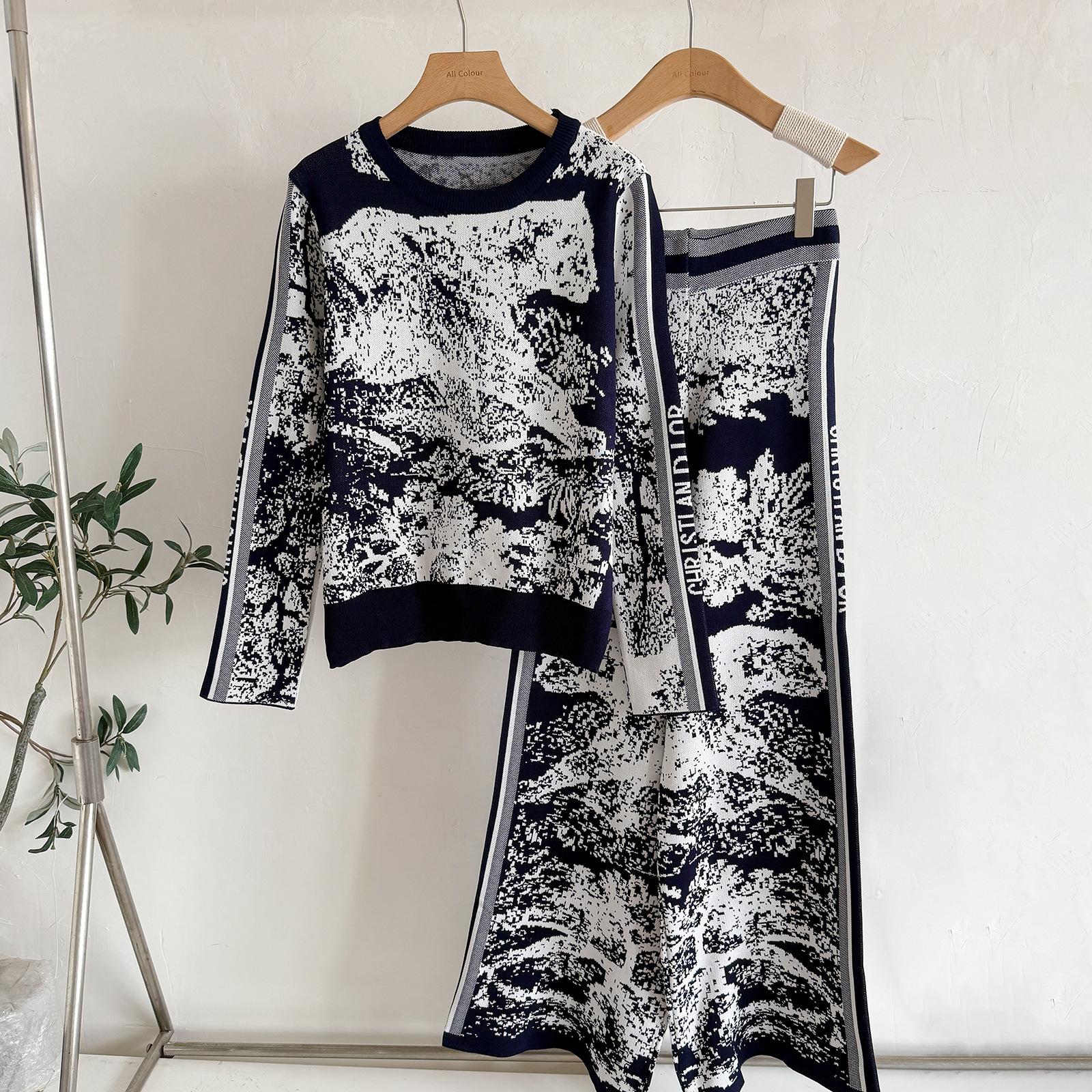 

Women s Lounge Sets Knitted Sweatsuit Sets 2 Piece Outfits Sweater Tops and Sweatpants Knitted Pullover Tops Wide Leg Pants Tracksuit for Women One size