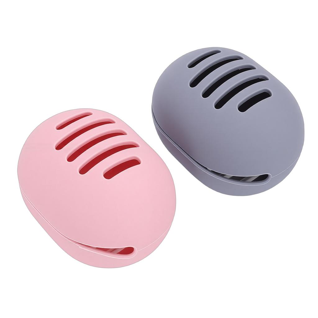 Makeup Sponge Holder Shatterproof Silicone Beauty Make Up Blender Case for Travel Gray Pink 2 PCS