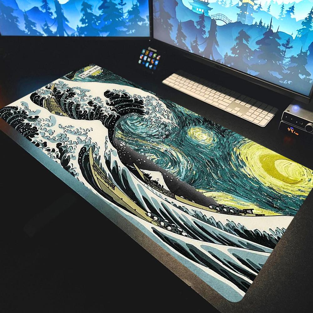 Japan The Great Wave of Kanagawa Art Mouse Pad Large Computer Gaming Mousepad Gamer Rubber Otaku Keyboard Pad Laptop Desk Mat