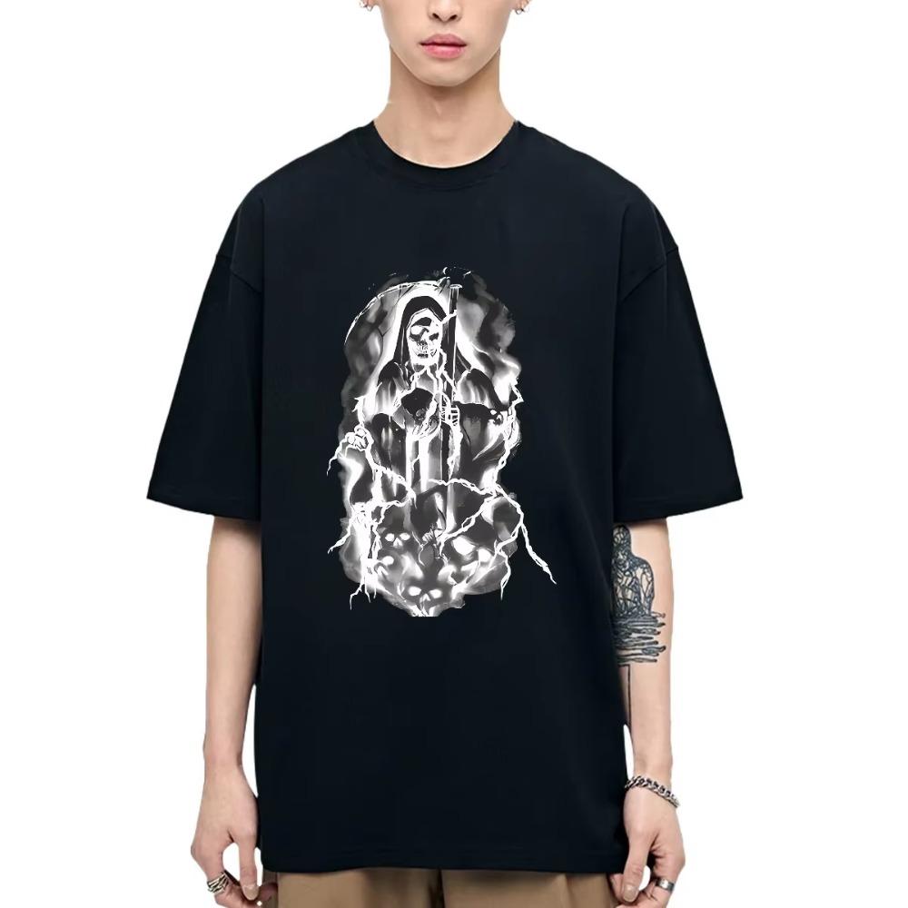 Hip Hop Men's T-shirt Grim Reaper Street Short Sleeve Black T Shirt High Quality Loose Breathable Short Sleeve New Fashion Tops
