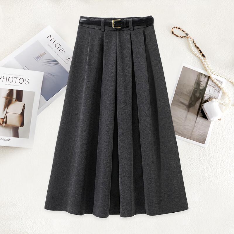 Женская плиссированная юбка-миди Tachi с высокой талией, А-силуэта, из смесовой шерсти XL