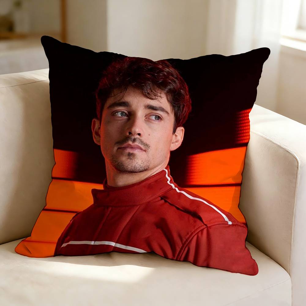 Car No  Driver CCharles LLeclerc  Square DoubleSided printed Pillow Case Bedroom Bedside Pillow Sofa Cushion Cover