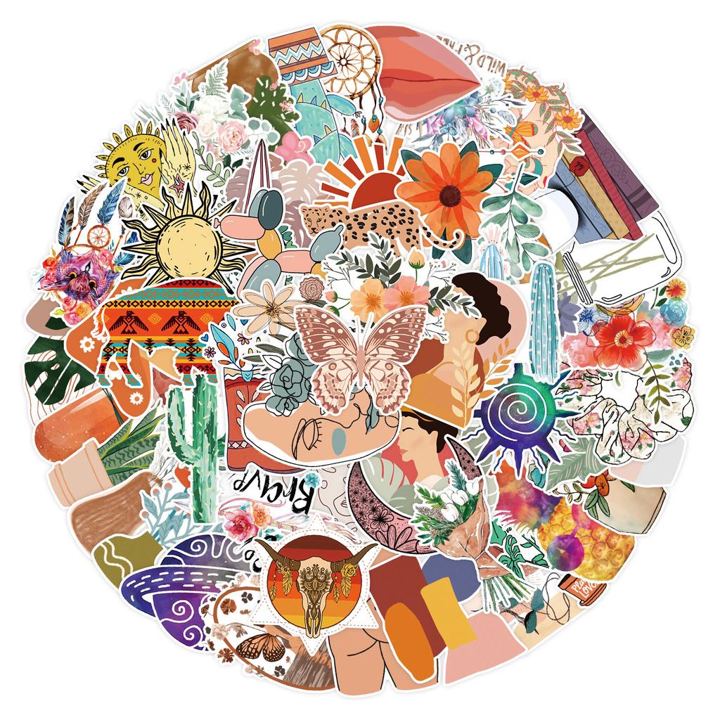 50 Bohemian Graffiti Stickers Luggage Car Notebook Refrigerator Waterproof Decorative Stickers