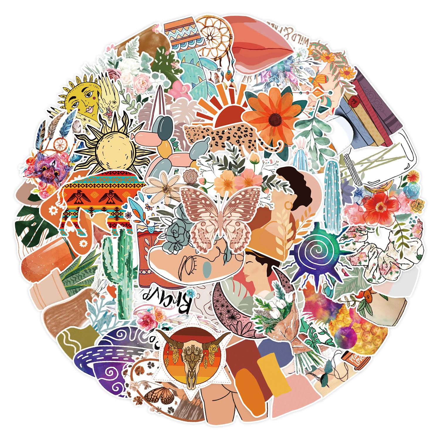 

50 Bohemian Graffiti Stickers Luggage Car Notebook Refrigerator Waterproof Decorative Stickers