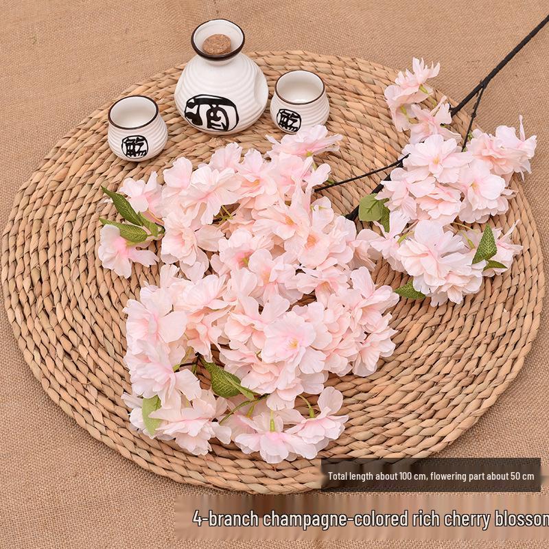 Silk Cherry Blossom Branch Artificial Vine: Floral Decoration for Weddings and Indoor Spaces